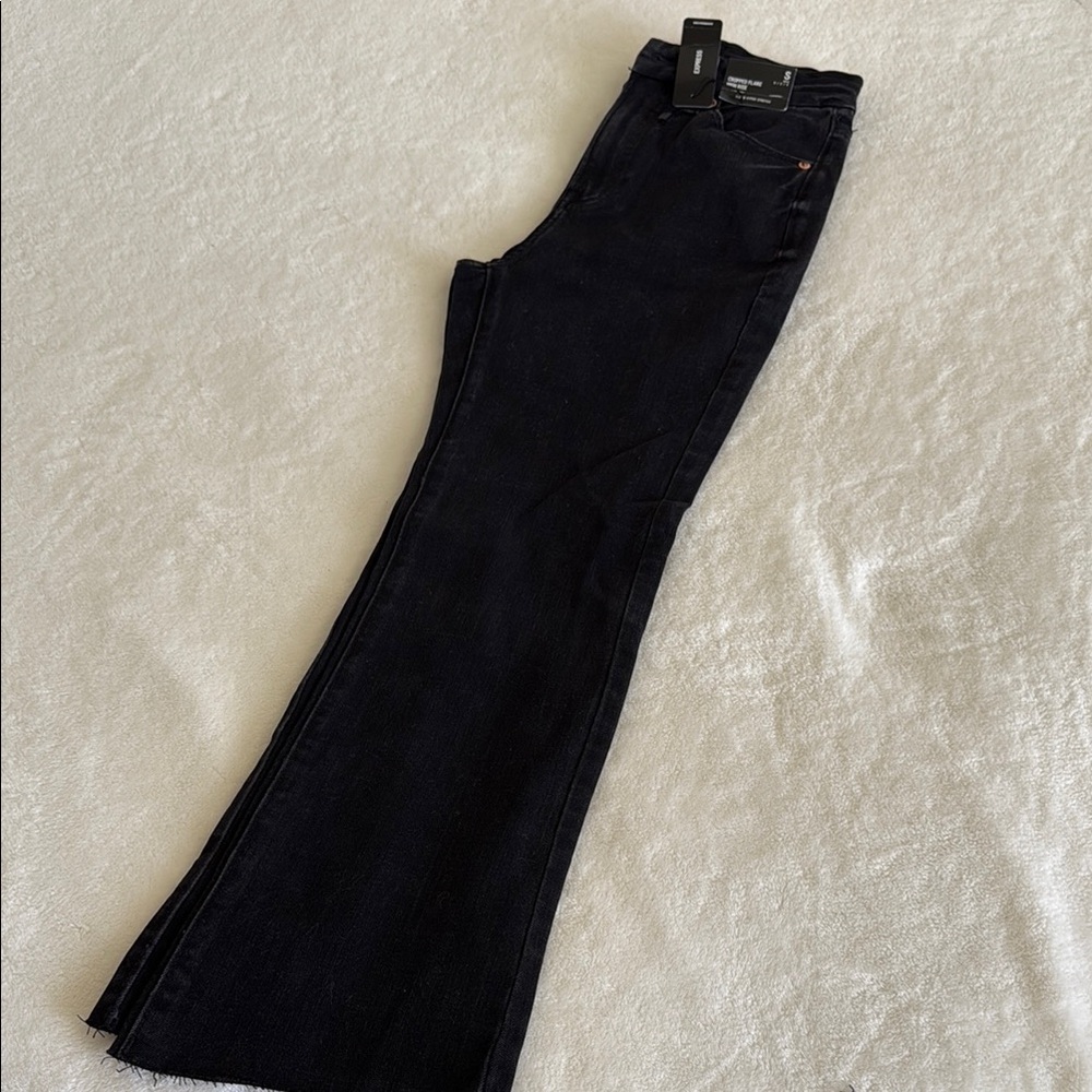 Express Dark Gray Cropped Flare Jeans